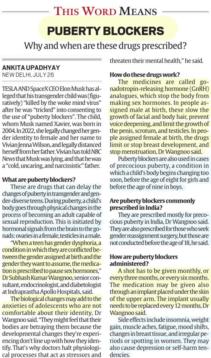 imRavikantYadav's tweet image. &apos;Puberty Blockers&apos;

:Details by Ms Ankita Upadhyay
@ankitaup 

#Puberty blockers, drugs, its workings,prescription, administration, dosage, Side effects &amp;amp;
More info..

#Transgenders #GenderDiverse 
#GnRH #medicine 
#Health 

Source: IE