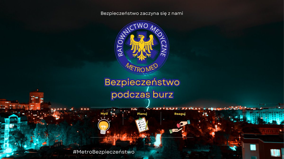 🌩️ Przypominamy o zasadach bezpieczeństwa podczas burz! 🌩️ Nie parkuj pod drzewami, usuń przedmioty z balkonów, zabezpiecz okna. Dbaj o siebie i bliskich!
Więcej: fb.com/GrupaMetroMed
@IMGW_CMM <a href="/IMGWmeteo/">IMGW-PIB METEO POLSKA</a> <a href="/SkywarnPoland/">Skywarn Poland - Polscy Łowcy Burz</a> <a href="/SOB_pl/">Sieć Obserwatorów Burz | Obserwatorzy.info</a>

#BezpieczeństwoPrzedeWszystkim #Burze #MetroMed