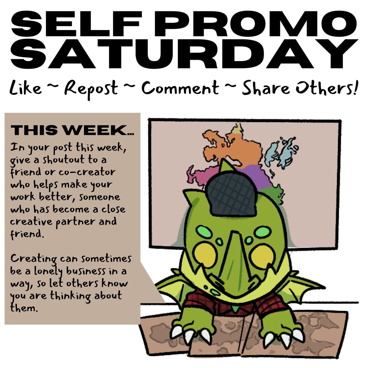 Happy Saturday everyone! 

It is indeed #SelfPromoSaturday, so we wanted to give a space for others in the creative space to share their work. 

Perry (as done by the wonderful <a href="/Minynay/">Mine (Commissions OPEN)</a>) below has the instructions, so make sure to read and help uplift others, too!