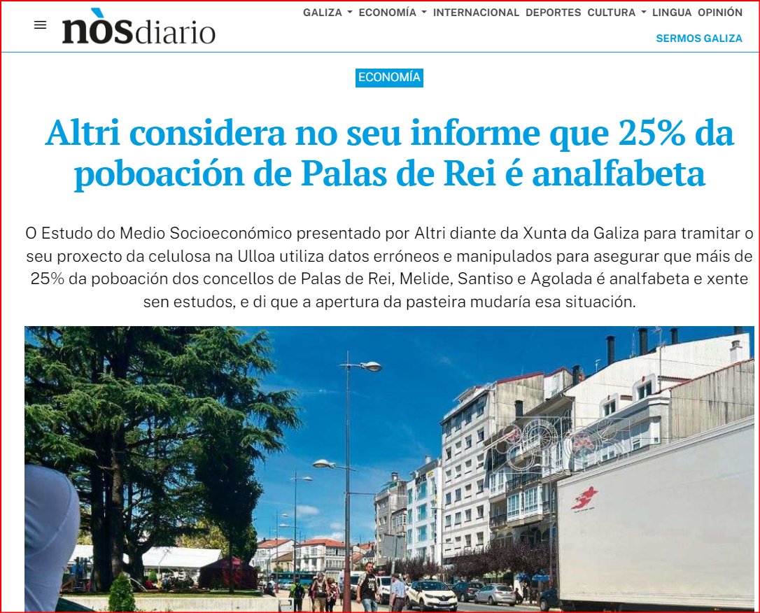 "Altri afirma que a apertura dunha celulosa mudaría a situación de analfabetismo"

Non poñades escolas, poñede celulosas, gaiegos analfabetos. 

Se digo a reacción que me provoca este comentario f, acabo no trullo.🤬🤬🤬

#AltriNON