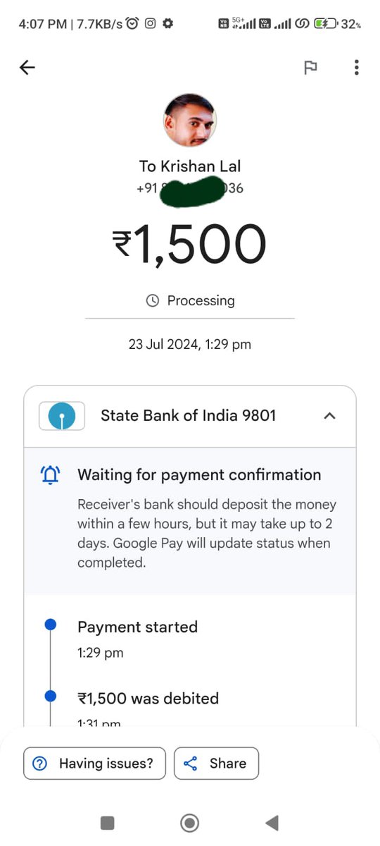 pknehal's tweet photo. Dear #googlepay it's very disgusting that you took Rs. 1500/INR from my bank a/c but didn't send the amount to receiver/recipient. Amount was deducted on 22nd July but it's still stuck in #gpay you never know how crucial that payment is for us, thus resolve this. #googlepayindia https://t.co/nBSJmHY95q