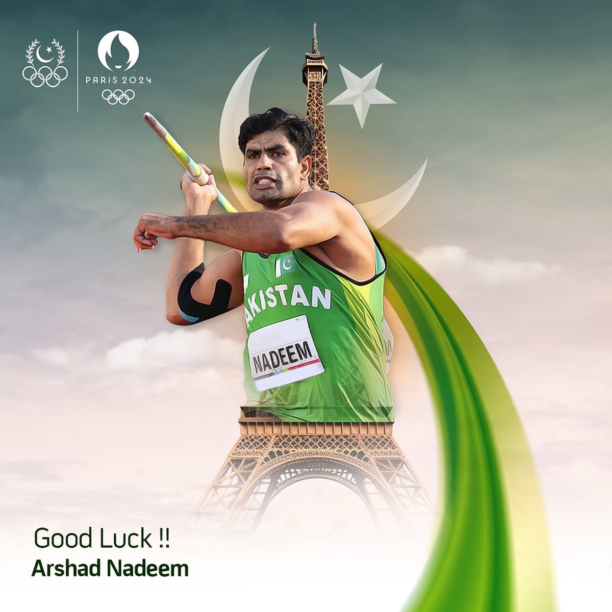 touseefdesigner's tweet photo. Good Luck Pakistan, Good Luck Arshad Nadeem! https://t.co/ablmztd06Q