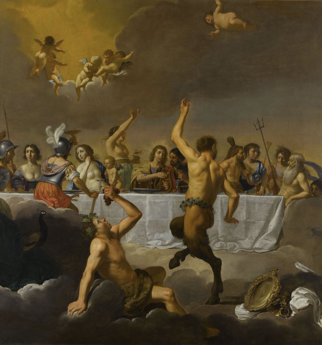 DrPierreC's tweet image. J'ajoute que Philippe Catherine en satyre / Bacchus + la Cène en arrière plan est une référence directe au Festin des Dieux de Biljert (visible au musée Magnin). Donc bon...