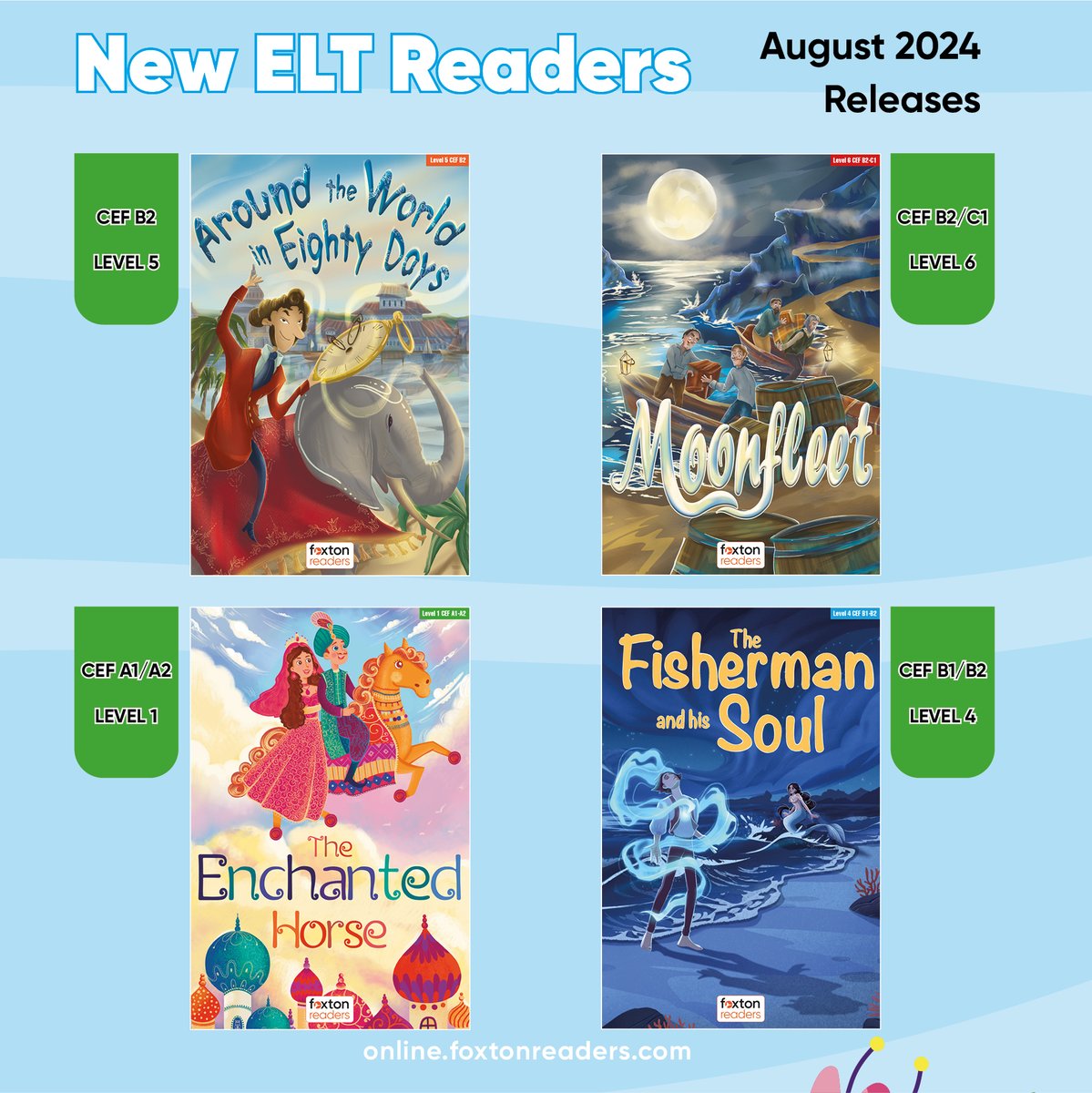 foxtonreaders's tweet photo. 🌟 Exciting New Releases for August! 📚 Our ELT graded readers platform just got even more captivating with fresh titles for you to dive into! 

Immerse yourself in these amazing stories and many more at https://t.co/c8SxyXLTl8. Happy reading! https://t.co/NwwUCtwVlZ