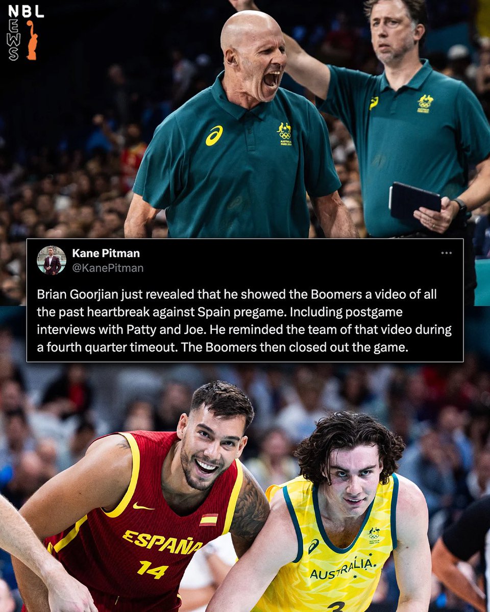 NBL_News's tweet photo. How good is it to beat Spain 💪
#Paris2024 https://t.co/3fyKtGOxUk