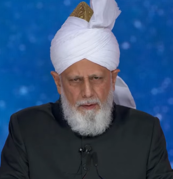 Hazrat Khalifatul Masih V is addressing over 20,000 female delegates of #JalsaUK