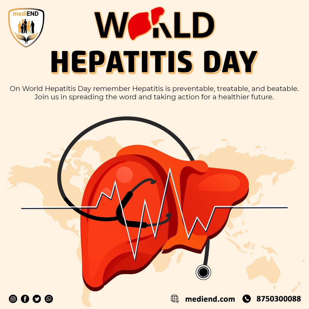 medi_end_'s tweet photo. On #WorldHepatitisDay2024 , remember: #Hepatitis is preventable, #treatable, and #beatable. Join us in spreading the word and taking action for a healthier future.
Visit https://t.co/f1FHYtP2E6
.
.
.
.
#Health #Register  #healthcare #worldhepatitisday #worldhepatitisday2024 https://t.co/rfmbHScn3E