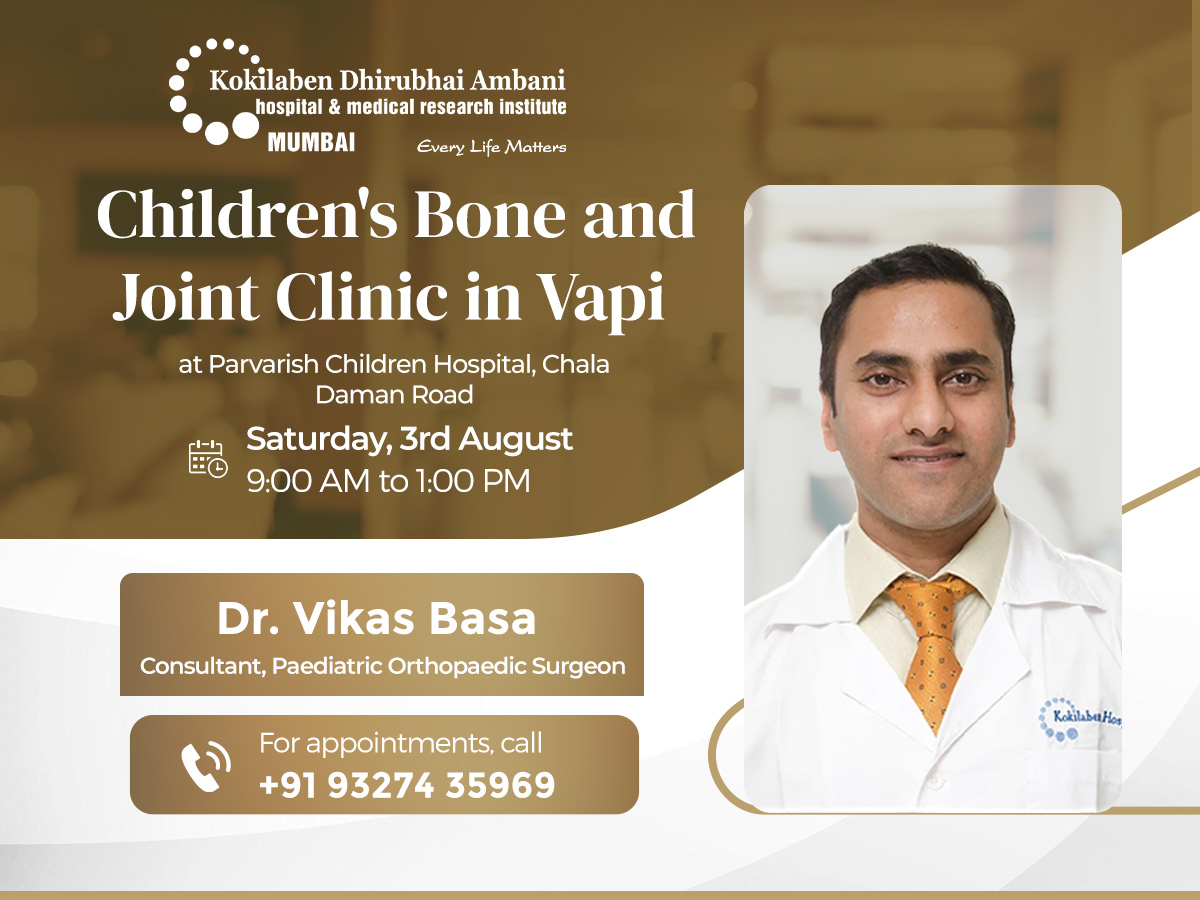 KDAHMumbai's tweet image. Dr. Vikas Basa, Consultant, Paediatric Orthopaedic Surgeon at @KDAHMumbai will be available for consultation at Parvarish Children Hospital in #Vapi on 3rd August. For appointments, call +91 93274 35969 or visit kokilabenhospital.com/landingpage/va…
#paediatricorthopaedicsurgeon  #kdahmumbai