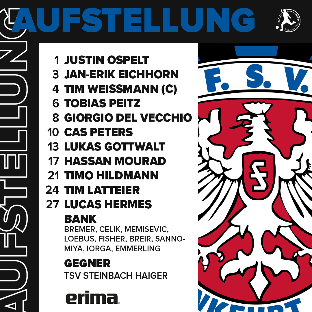 fsv_frankfurt's tweet photo. ⚫️🔵In gut 20 Minuten beginnt der FSV mit dieser Start11 gegen den TSV Steinbach Haiger!

#FSVFrankfurt #WIRsindFSV #FSVTSV #FSVlive #125JahreFSV https://t.co/9x4vCYL3bC
