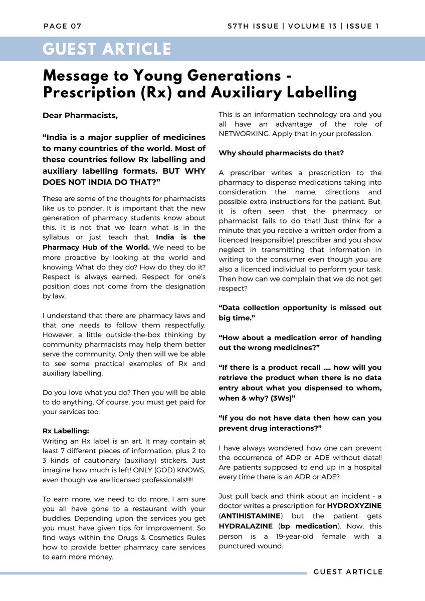 IPA_CPD's tweet photo. Calling all young minds! 📚 Dive into #PrescriptionLabels and #AuxiliaryWarnings in the 57th issue of IPA-CPD E-times. Unveil the secrets behind your meds. 

Read the full magazine: https://t.co/9TRs22Ttuc

𝗠𝗮𝗻𝗷𝗶𝗿𝗶 𝗚𝗵𝗮𝗿𝗮𝘁
@RajVaidyaGoa

#IPA 
#IPACPD 
#CPD_Etimes https://t.co/xGFZ0Fw8dC
