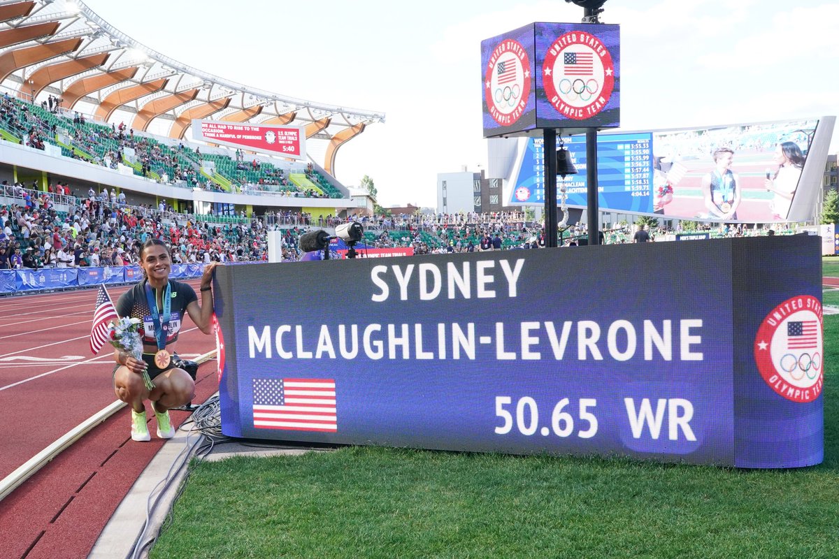 🚨RATIFIED WORLD RECORD🚨

Sydney McLaughlin-Levrone continues to make history. Her 50.65 world record, set June 30 at the Olympic Trials, has officially been ratified! 

She’s set to compete in the first round of the 400 hurdles at #Paris2024 on August 4. 🇺🇸✨

#JourneyToGold