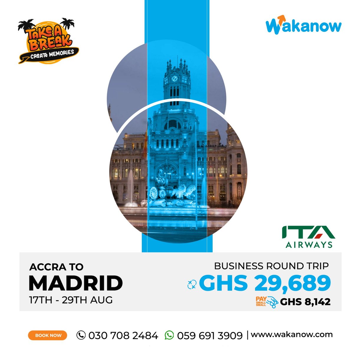 WakanowGhana's tweet photo. A little extra comfort on your flight goes a long way. Make that happen with these Business Class offers on ITA Airways.
Call 0242435515 | 0307082484
WhatsApp 0596913909
#wakanowghana #flybusinessclass #itaairways #travelwithwakanow https://t.co/FNVJHx5kob