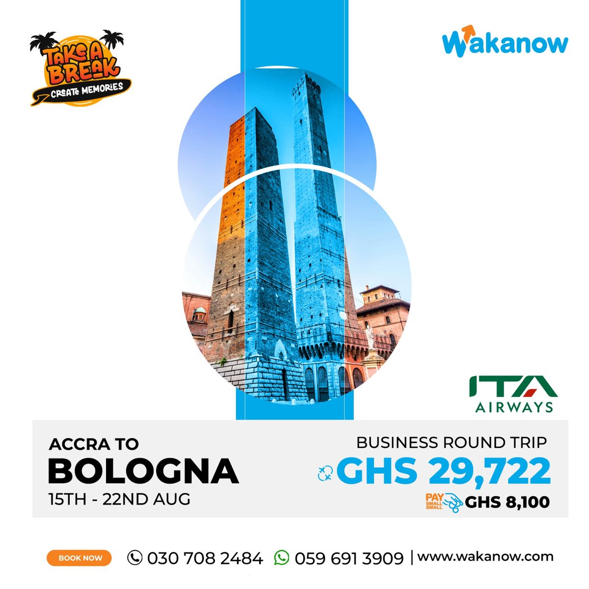 WakanowGhana's tweet photo. A little extra comfort on your flight goes a long way. Make that happen with these Business Class offers on ITA Airways.
Call 0242435515 | 0307082484
WhatsApp 0596913909
#wakanowghana #flybusinessclass #itaairways #travelwithwakanow https://t.co/FNVJHx5kob
