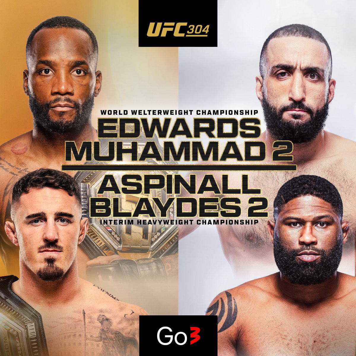 Šī būs karsta UFC nakts! 🔥 Leons Edvardss aizstāvēs savu UFC pusvidējā svara titulu, tiekoties ar Belalu Muhamedu, savukārt otrā lielajā vakara cīņā smagsvaru meistarklasē Toms Aspinals tiksies ar Kērtisu Bleidsu! 💪 💥 Tiekamies 5.00 Go3 Sport!