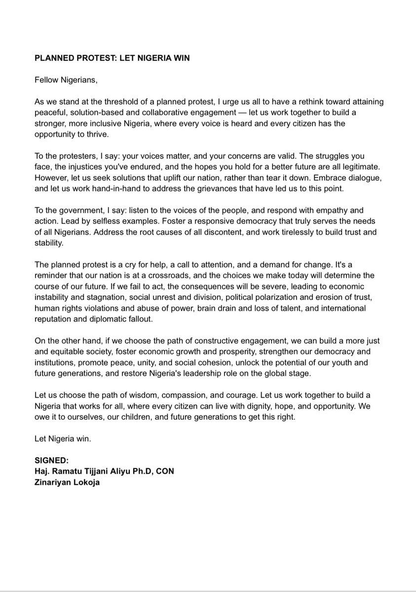 PLANNED PROTEST: LET NIGERIA WIN