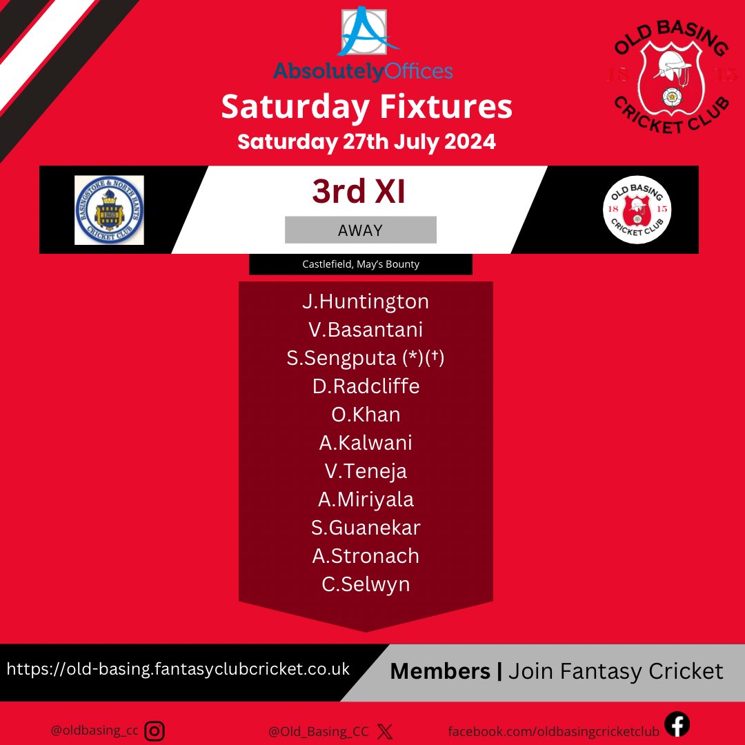 Big weekend as we’re approaching crunch time of the season! 1s at home against @altoncricketclub 2s, 2s travelling to <a href="/ccfcricketclub/">C&CF Cricket Club</a> 2s, 3s taking the small hop to @basingstokecricket 4s and our Sunday XI up against Singh XI to see out the weekend!