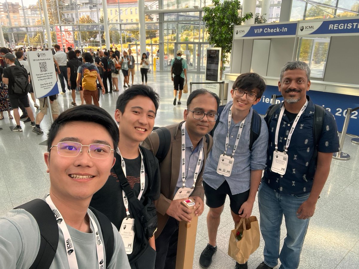 swarat's tweet photo. Partial group reunion at #ICML2024. https://t.co/bGoX8rymv2