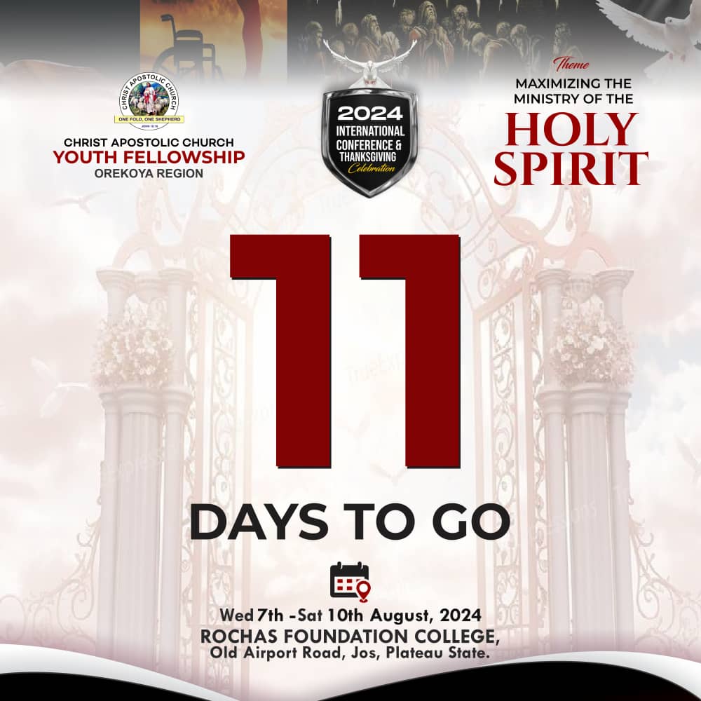 Orekoyaofficial's tweet image. In the darkest times, the Holy Ghost is our Light and Guide for an Effective and Obedient Ministry 

Don't miss this Experience ‼️

MAXIMIZING THE MINISTRY OF THE HOLY GHOSTS!
#11Daystogo
#2024InternationalConference
#CACNews 
#CACYOF
#CACOrekoyaRegionalHeadquarters