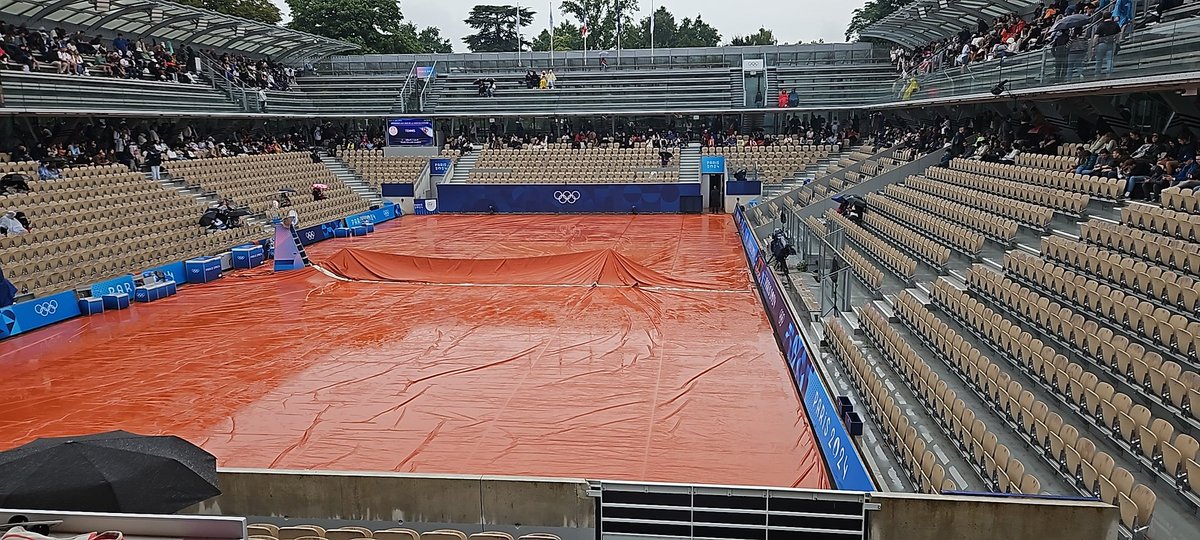 Nada de ação na quadra Simonne-Mathieu, onde Bia Haddad vai estrear nos Jogos Olímpicos. Chuva não cessa em Paris desde cedo e a previsão de início das partidas só aumenta

<a href="/correio/">Correio Braziliense</a>

#Paris2024 #JogosOlímpicos #Tennis