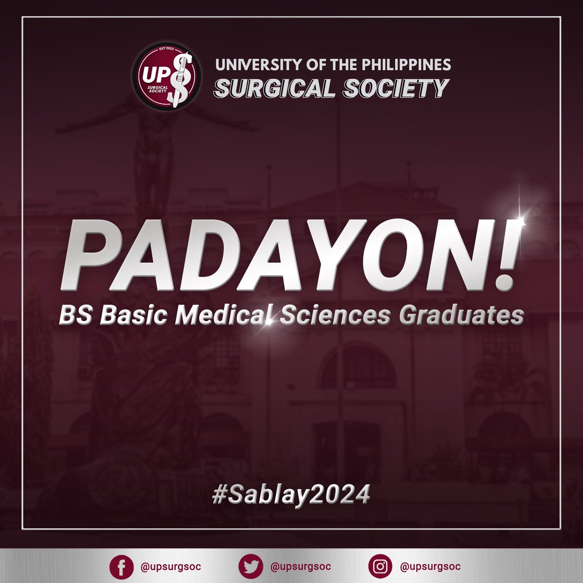 UPSurgSoc's tweet photo. The UP Surgical Society extends its dearest congratulations to its members from the UPCM Class of 2026 for finishing their BS Basic Medical Sciences degree 🎓🎓
 
#Sablay2023
#UPSurgicalSociety https://t.co/28X3c6n84I