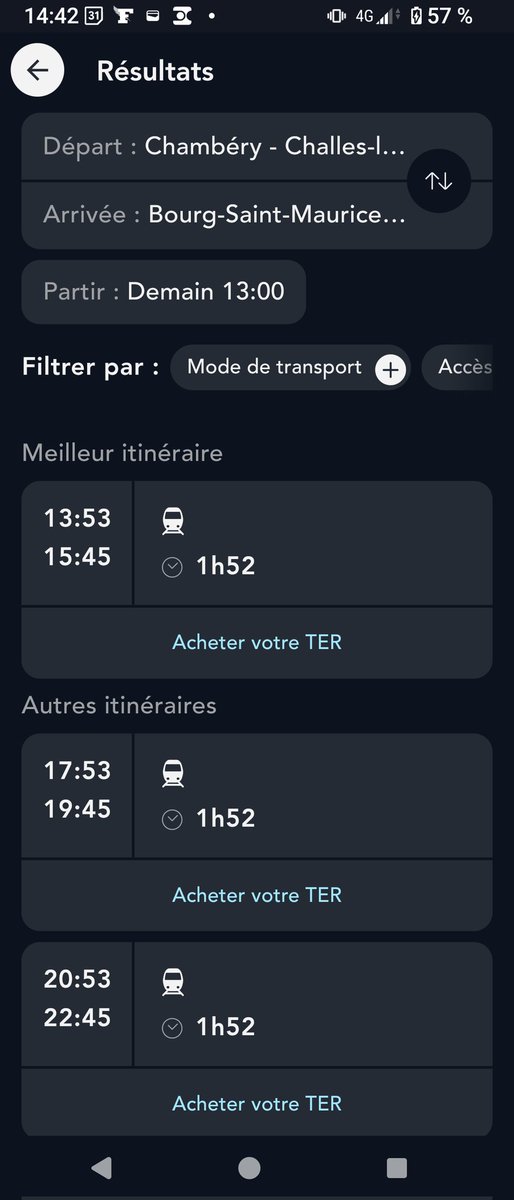 Bonjour <a href="/SNCFConnect/">SNCF Connect</a>, apparemment pour aller à Bourg-Saint-Maurice demain depuis Paris il est impossible d'arriver avant 19h45, horaire trop tardif pour poursuivre le trajet en car. Et pourtant.... Sauriez-vous m'expliquer ce mystère, que j'ai déjà constaté plusieurs fois ?
