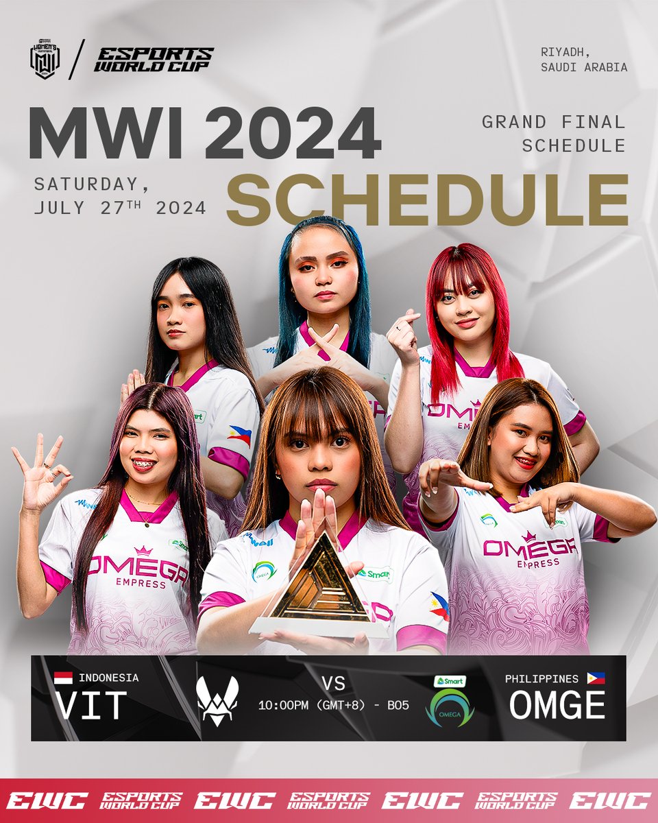 GRAND FINALS READY! 🥳

Makakasagupaan ng Smart Omega Empress mamayang 10PM (GMT+8) ang pambato ng Indonesia na Team Vitality para sa t'yansang masungkit ang inaasam nilang MWI 2024 Championship Title! 🔥

#TimeToShine #MLBBEsports #MLBB #MWI2024 #EWC #EWC2024