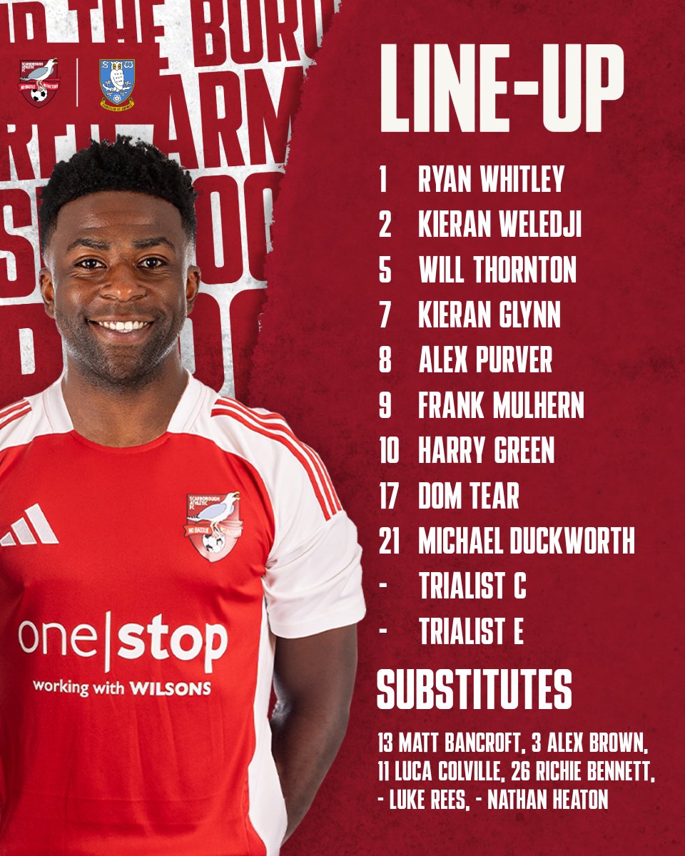 Today's pre-season line-up 👇🏾

Luke Rees and Nathan Heaton join the bench from the Reserve Team

#CMONBORO