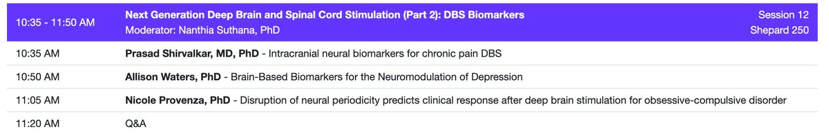 See <a href="/NicoleProvenza/">Nicole Provenza</a> present breakthroughs in Deep Brain Stimulation (DBS) biomarkers along with <a href="/allisoncwaters/">Allison C Waters</a> &amp; <a href="/ShirvalkarLab/">ShirvalkarLab UCSF</a> at NYC Neuromodulation 2024 #NYCN2024 in 1 week!