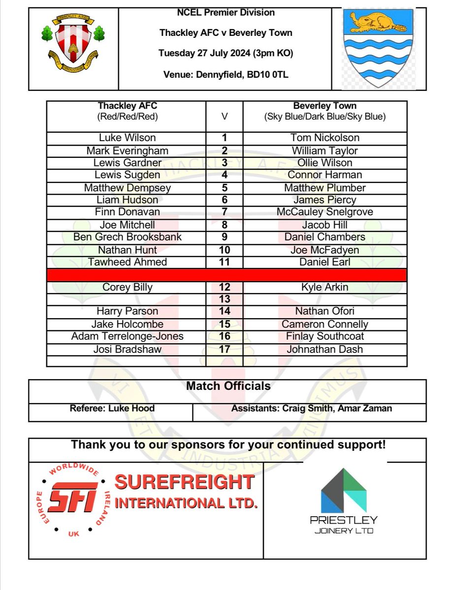 Here's how the teams line up for our first game of the season