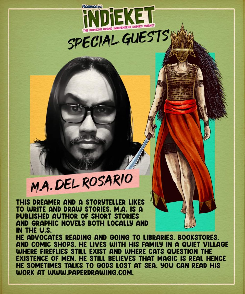 Meet our #indieket2024 #specialguest - M. A. Del Rosario <a href="/paper_drawing/">M.A. Del Rosario</a>  . Know more about him and his current works: Gods of Manila, Aswang, Kingdom of Tundo at #KomikonIndieket2024 . paperdrawing.com .

#KomikonPH

bit.ly/indieket2024