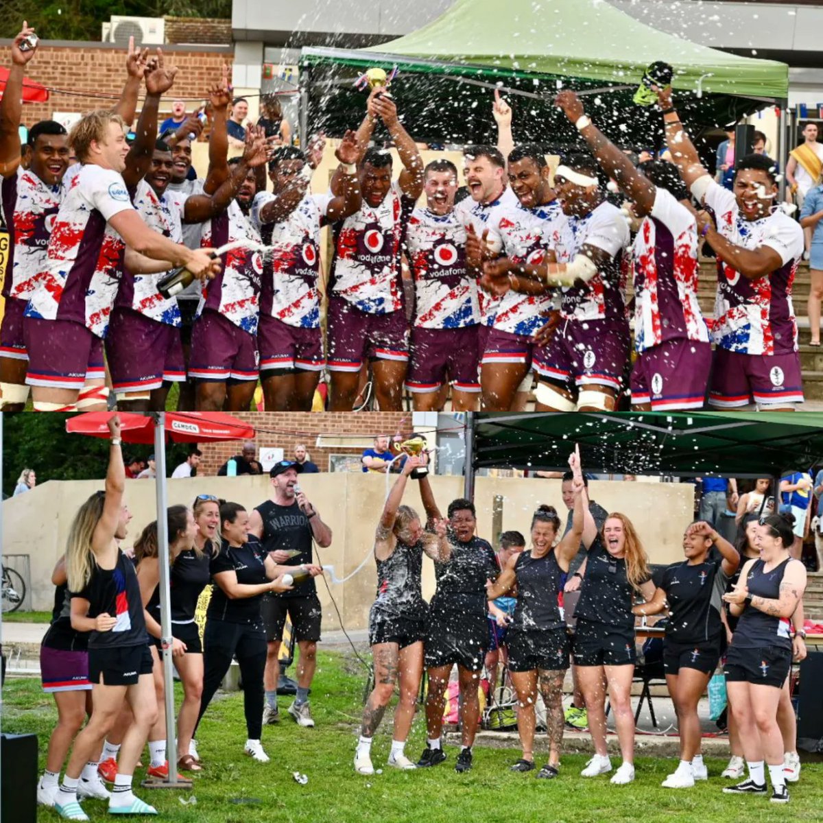 UKAFRugby's tweet photo. 🏆🍾 WINNER WINNER 🍾🏆

UKAF Women &amp; Men take the win at @jf7swimbledon 🎉

Great work from all of our players, coaches &amp; support staff 👏

Thank you to our incredible sponsors: @VodafoneBiz , @gallifordtry , @DellTechUK , 0alpha solutions 🙌

Our new @Akuma_Sports kits are 🔥 https://t.co/Y1Z06G62I5
