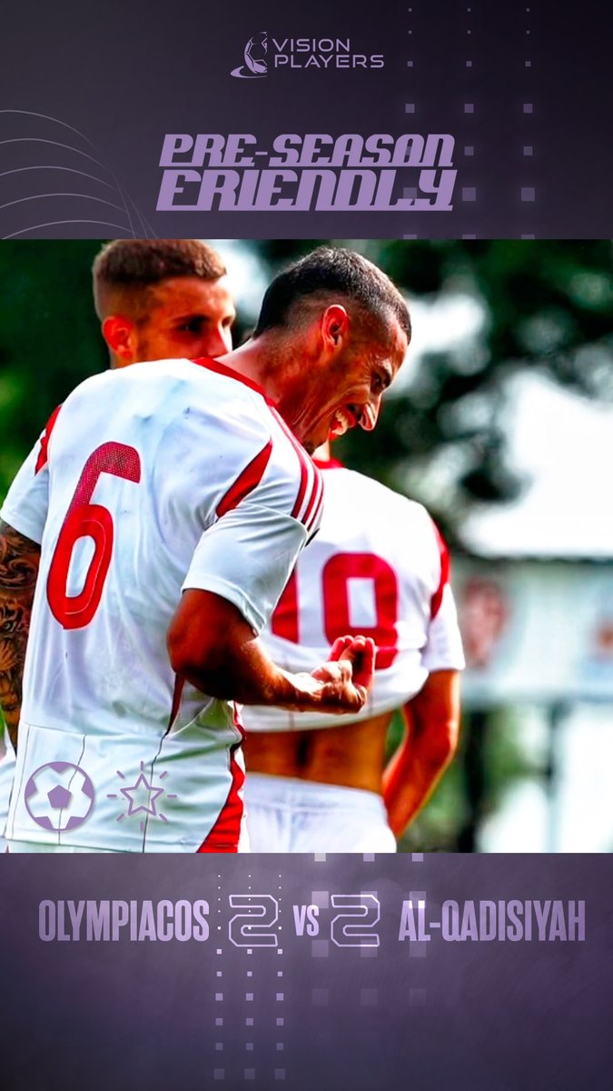 VisionPlayers's tweet photo. Chiquinho marca ⚽ e participa no segundo Golo ⚽, no empate do Olympiacos frente ao Al Qadisiya 🔆👏
Chiquinho scores ⚽ and assists in the second Goal ⚽, in Olympiacos' draw against Al Qadisiya 🔆👏
Pre-Season 24/25 | Friendly: @olympiacosfc 2 - 2 @fcqadsiah
#WeHaveVision https://t.co/lWj2KoqZ2o