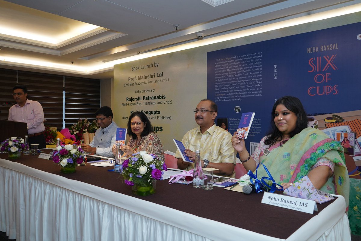 NehaBansal31's tweet photo. Happy to announce that my “Six of Cups” was launched by the very graceful and erudite Malashri Lal ma’am, in the presence of Rajorshi Patranabis ji along with @KiritiSKiriti, @Bitan84 , @puru_ag sir, @SumanKeshari5 , Amrendra Khatua sir. Grateful for all my blessings. #sixofcups https://t.co/AU8nt2q3bw