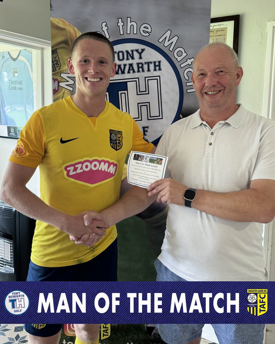 Tadcaster Albion (@tadcasteralbion) on Twitter photo 🍾 Today’s <a href="/TonyHowarthGolf/">TonyHowarthgolf</a> Man of the Match went to defender Josh Hardcastle
Picking up where he left off last season 🫡
#ATAW 💛 🍾 Today’s <a href="/TonyHowarthGolf/">TonyHowarthgolf</a> Man of the Match went to defender Josh Hardcastle
Picking up where he left off last season 🫡
#ATAW 💛