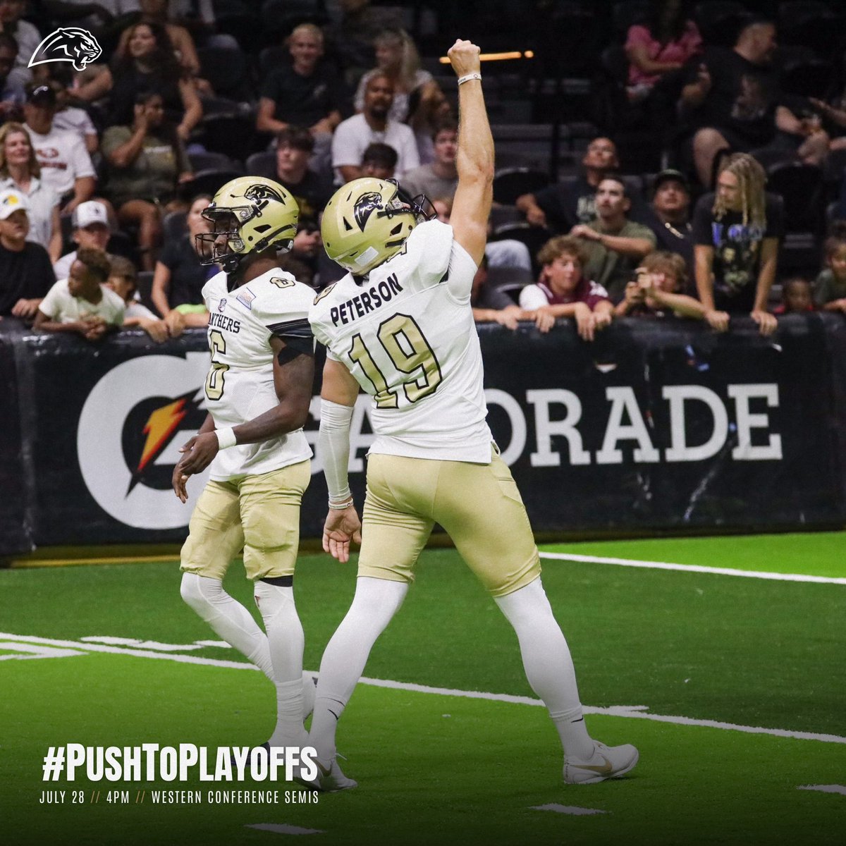 PanthersIFL's tweet photo. COUNTDOWN: 1️⃣ day until the Western Conference Semifinals!
The first round of the @indoorfootballleague playoffs for the Bay Area Panthers starts tomorrow 🔥
🎟️: https://t.co/RlTHxPYMGo
#PushToPlayoffs https://t.co/IEJL9CzWtq