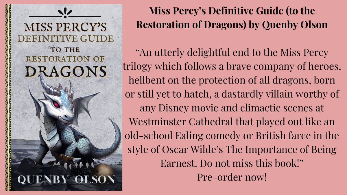 #SPAAW mini review of Miss Percy Book 3 by <a href="/QEisenacher/">Quenby Olson</a> Thank you for the ARC - full review to come.
#dragons #regencyfantasy #comedicfantasy #cozyfantasy #sff #readindie #bookbloggers
