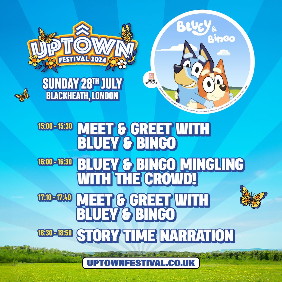 For all our little uptown festival goers, don't forget to take them to see their favourite fury friends. Bluey &amp; Bingo will be joining us for the whole afternoon at Uptown @blackheathlive finishing their day off with an exclusive live story time narration!!!😍🙌 

@officialblu...
