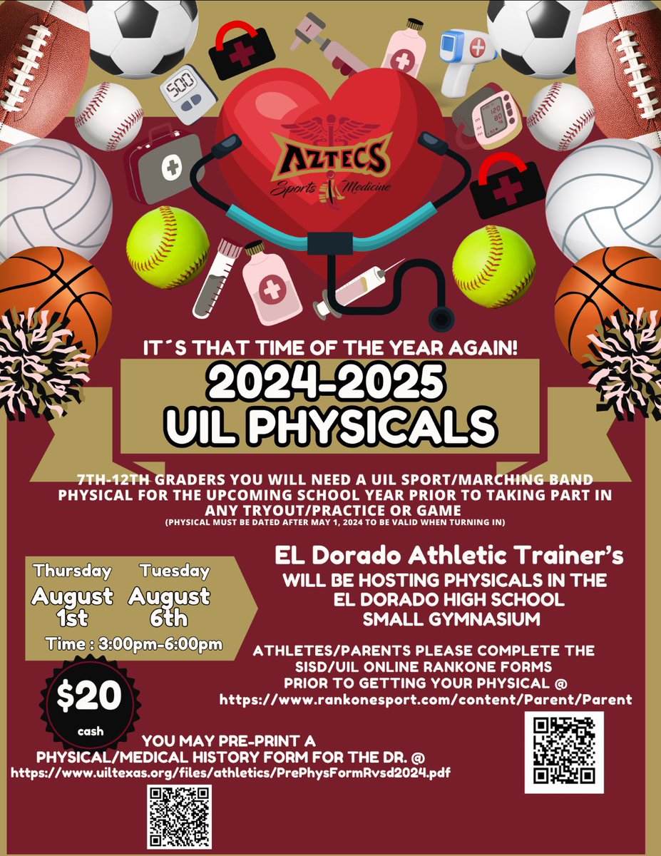 EDHS UIL Physicals!
<a href="/EDAztecs_HS/">Venessa Betancourt</a> <a href="/EDHS_XC/">El Dorado High School XC</a> <a href="/ELDO_GSoccer/">El Dorado Girls Soccer</a> <a href="/ELDO_FB/">Aztecs Football</a> <a href="/ELDO_BSoccer/">El Dorado Mens Soccer Program</a> 
@ELDO_GBBALL
<a href="/ELDO_Wrestling/">El Dorado Wrestling</a> 
<a href="/swim_el/">El Dorado Swim</a>
<a href="/EdhsTennis/">EDHS Aztec Tennis</a> 
<a href="/EDHS_Volleyball/">El Dorado Volleyball</a> <a href="/ElDoHoops/">El Dorado Boys Basketball</a> #TeamSISD <a href="/SarinanaEDHS/">Jacob Sarinana</a>