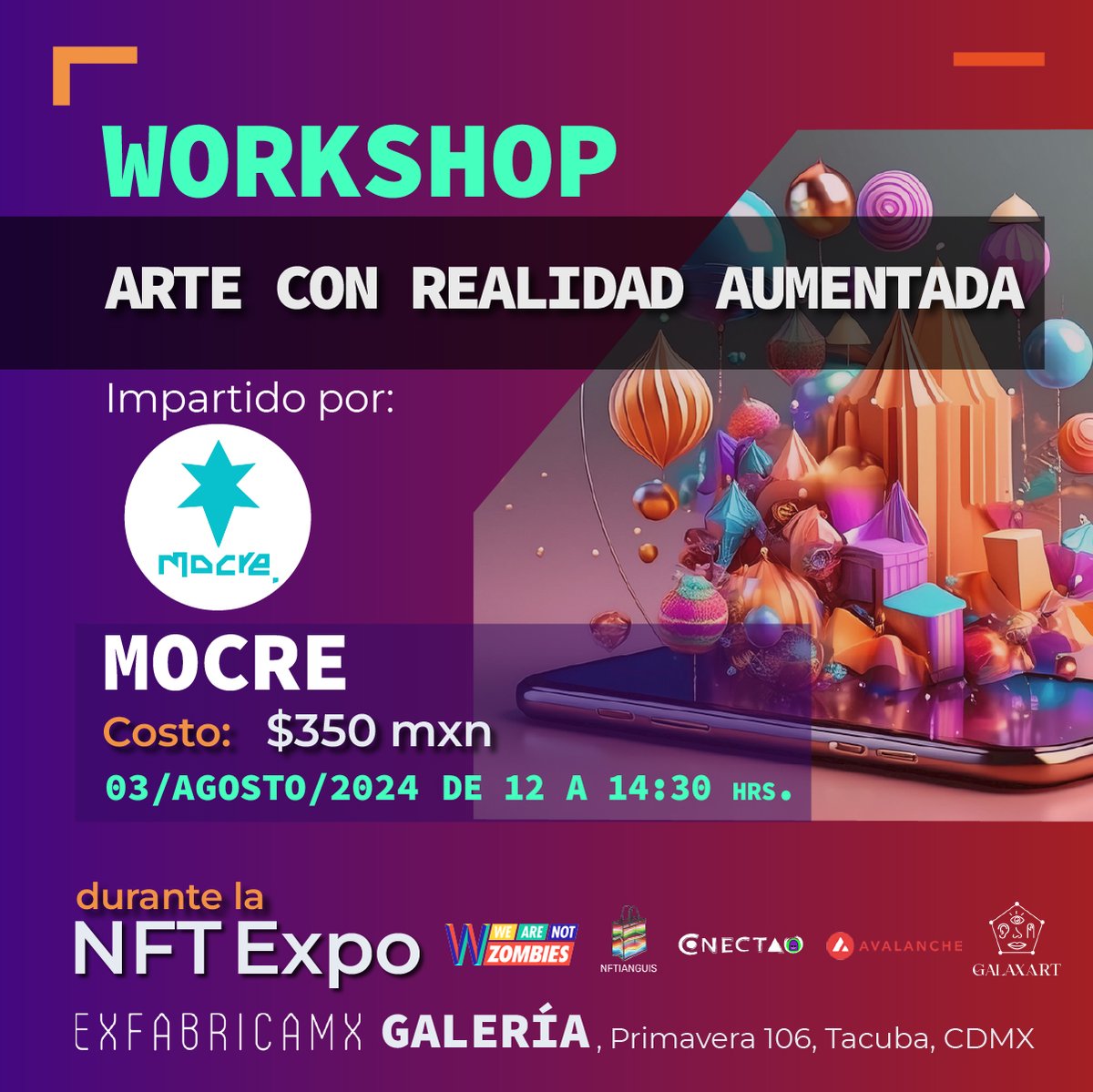 Conectao (@conectaosemilla) on Twitter photo Únete a nuestros WORKSHOPS VIRTUALES y descubre cómo la blockchain está cambiando la forma en que creamos, compramos y vendemos arte. ¡Sorpréndete con las posibilidades infinitas!
1 DE AGOSTO <a href="/MaxMantegna/">Max Mantegna ⚔️</a> & <a href="/holaNFT/">Sury Bonfil ✨</a>
3 DE AGOSTO <a href="/mocre_dis/">Mocre</a>
⚪INSCRIPCIÓN docs.google.com/forms/d/e/1FAI… Únete a nuestros WORKSHOPS VIRTUALES y descubre cómo la blockchain está cambiando la forma en que creamos, compramos y vendemos arte. ¡Sorpréndete con las posibilidades infinitas!
1 DE AGOSTO <a href="/MaxMantegna/">Max Mantegna ⚔️</a> & <a href="/holaNFT/">Sury Bonfil ✨</a>
3 DE AGOSTO <a href="/mocre_dis/">Mocre</a>
⚪INSCRIPCIÓN docs.google.com/forms/d/e/1FAI…