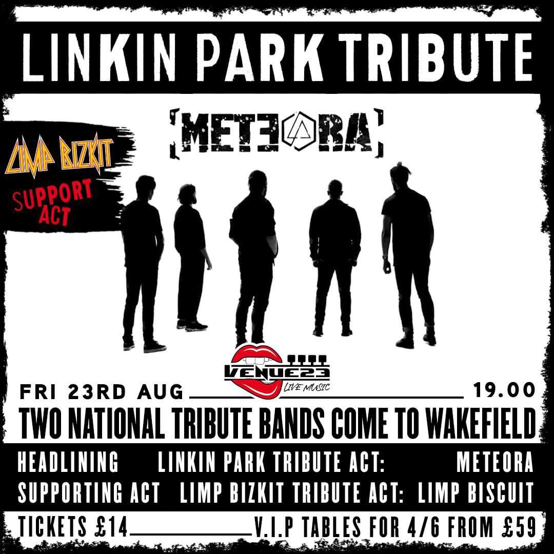 On Friday 23rd August, witness a double-header tribute to two titans of the genre: Linkin Park and Limp Bizkit!🔥🎸

Experience the raw energy of Meteora and Limp Bizkit U.K. as they bring the hits that defined a generation 
Tickets👉 ticketsource.co.uk/whats-on/wakef…