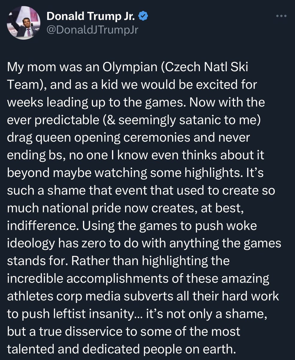 Donald Trump claimed in ‘The Art of the Deal’ that Ivana competed in the 1972 Games for Czech. Never happened. She was never on the Czech Olympic Team. Just pure fiction.