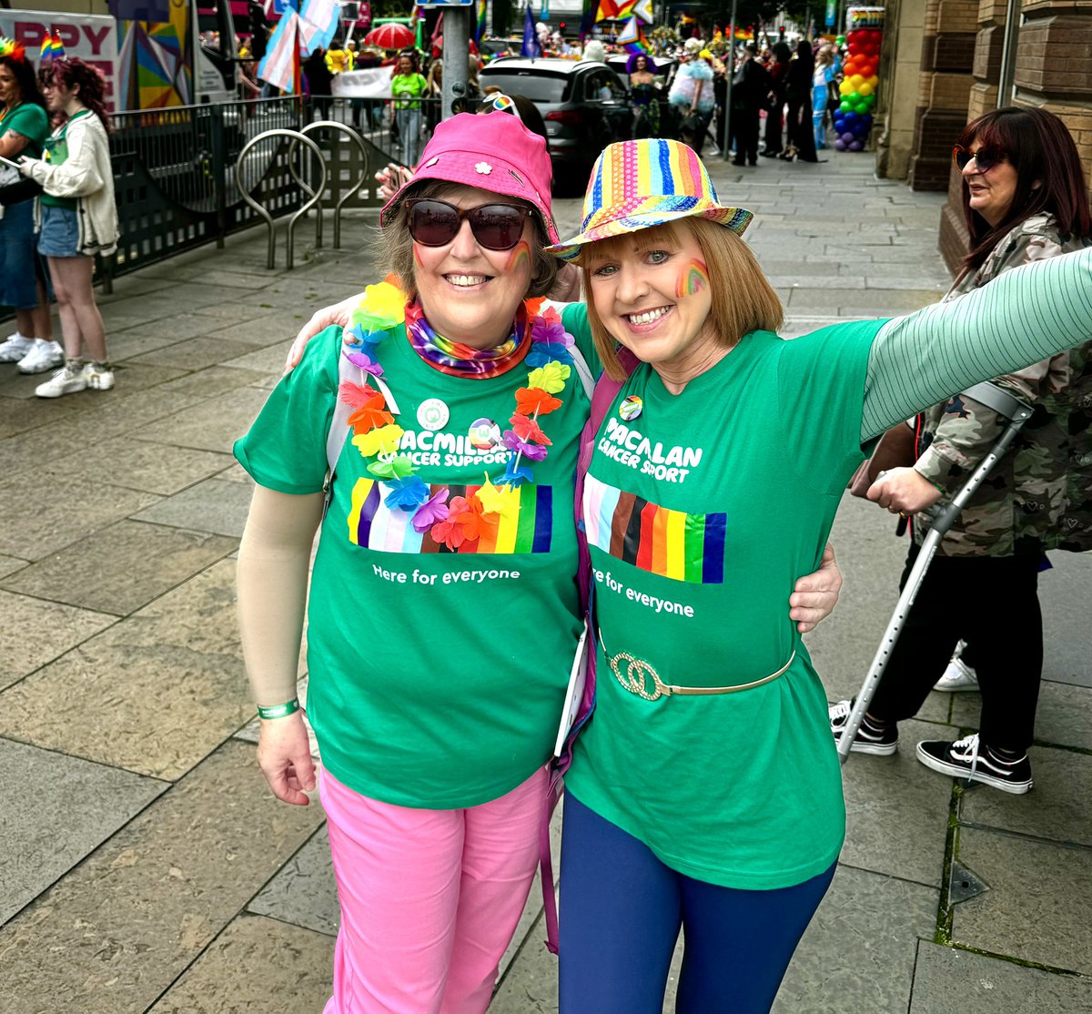 Proud to be representing <a href="/macmillancancer/">Macmillan Cancer Support</a> in the Belfast Pride March today. Uplifting to witness the warm welcome from the Belfast crowds <a href="/bernie_namee/">Bernie Mc Namee🏳️‍🌈🥰🍾🥂🥳💕👩‍🍳🇺🇦💙📖🌈</a> <a href="/macmillancancer/">Macmillan Cancer Support</a> #BelfastPride #PrideMonth #pride2024 #EqualityForAll  🏳️‍🌈🌈🏳️‍🌈💚💚