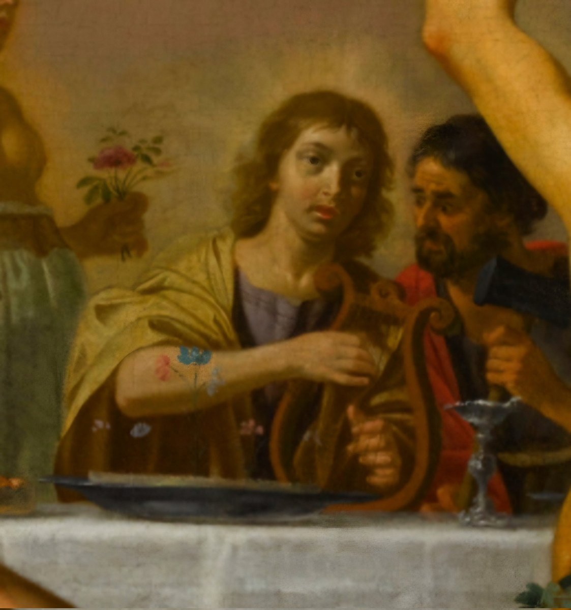 ReineDesEwokes's tweet image. Pour ceux qui ne connaissent pas "Le festin des dieux" (env 1640) de van Bijlert exposé à Dijon, voici quelques images :
C'est Apollon couronné qui est au centre avec sa lyre, comme Barbara Butch avec ses platines. 
Bacchus n'est pas bleu mais il est bien en train de s'empiffrer