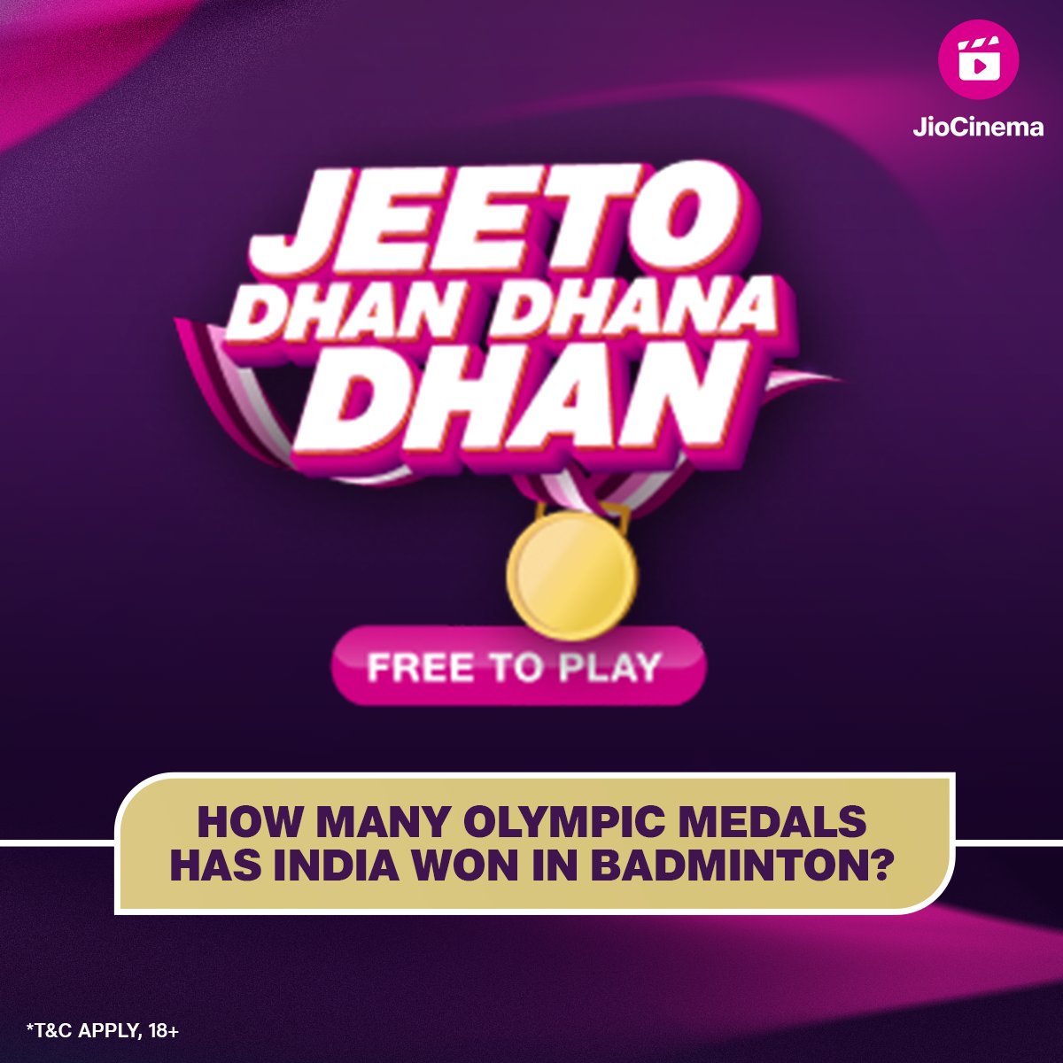 Get in on the #JeetoDhanDhanaDhan Fun! 🎉

Answer daily Olympic trivia for a chance to win a smartphone and more every day! 🙌🏻

#OlympicsonJioCinema #OlympicsonSports18 #JioCinemaSports #Paris2024
