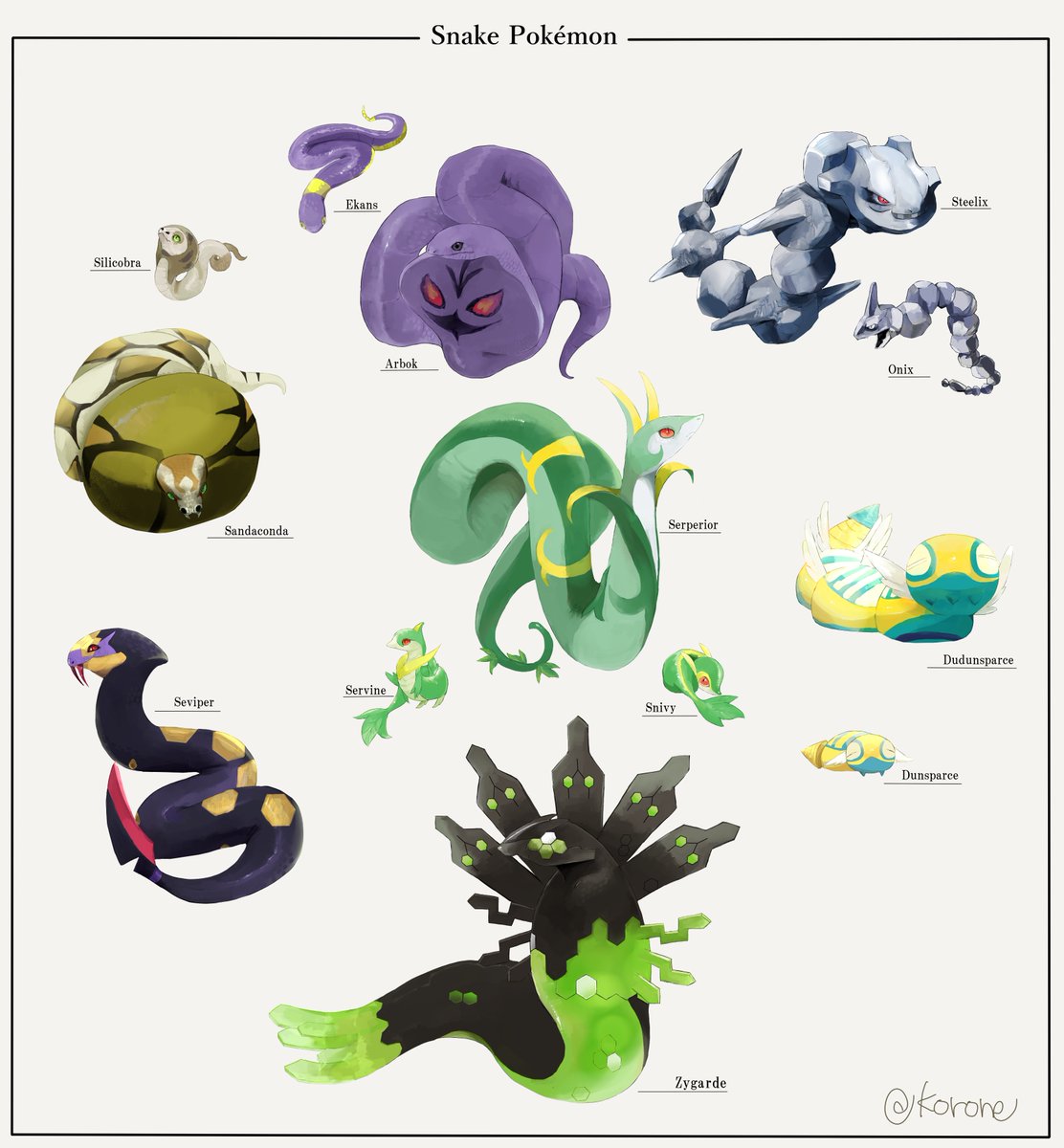 kurone0299's tweet image. へびポケモン🐍
＃ポケモンイラスト