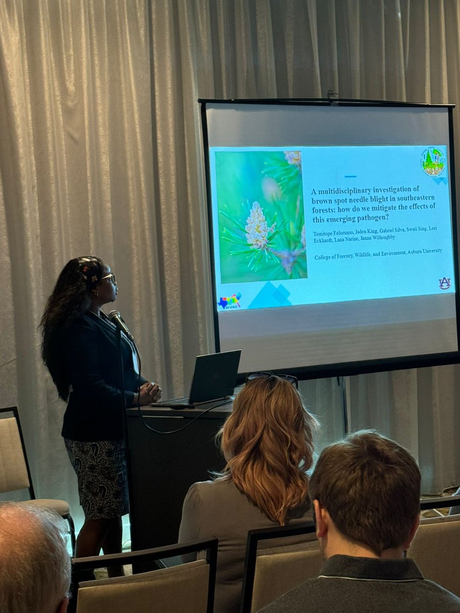 Earlier this month, <a href="/damsel_temi/">Damseltemitee</a> attended the 2024 <a href="/sfiwc22/">Southern Forest Health Work Conference (SFHWC)</a> conference in Greenville, South Carolina! She presented her research on fungal pathogens. Great job Temi! 🦠🧬
#sfiwc24 <a href="/aucfwe/">AU College of Forestry, Wildlife and Environment</a>