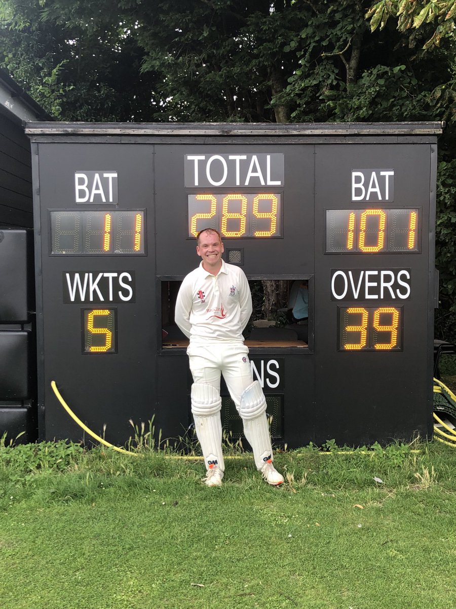 RoystonCC's tweet photo. Well done ⁦@James_R_may⁩ maiden Hundred here at the road that is Therfield v ⁦@SWCCcrocus⁩ 4s #COYC https://t.co/BmzsCmvuGw