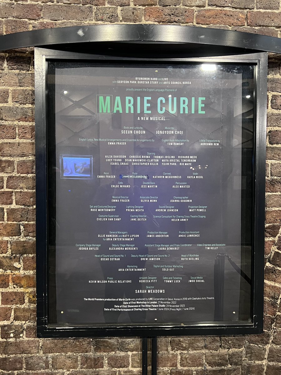 Wishing <a href="/Richardmeek/">Richard Meek</a> and the cast of <a href="/CurieMusical/">Marie Curie: A New Musical</a> a fabulous last two show day of this run!