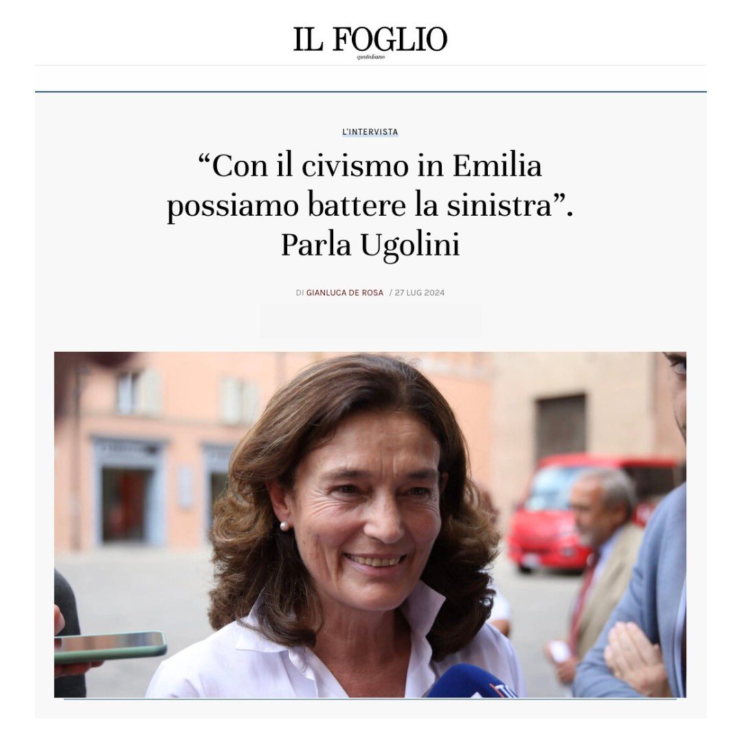 ElenaUgolini's tweet photo. Oggi sono uscite due mie interviste, una su @ilfoglio_it , di Gianluca De Rosa e l'altra su @qn_carlino, di Valerio Baroncini. Ho raccontato come il nostro percorso #civico possa arrivare al governo della #RegioneEmiliaRomagna con una proposta nuova e concreta. https://t.co/wOOz0HiqXW