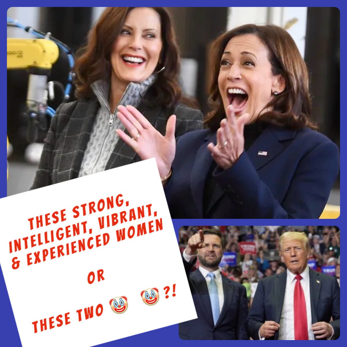 MamaBehan's tweet photo. If one strong, intelligent, vibrant, and experienced woman has energized this race, what would two do for the Democratic ticket? HARRIS-WHITMER 2024! 🇺🇸 https://t.co/oz17kMZpLk